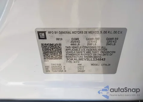 2020 GMC Terrain Fwd Sle z USA, uszkodzony, nr VIN 3GKALMEV1LL134843